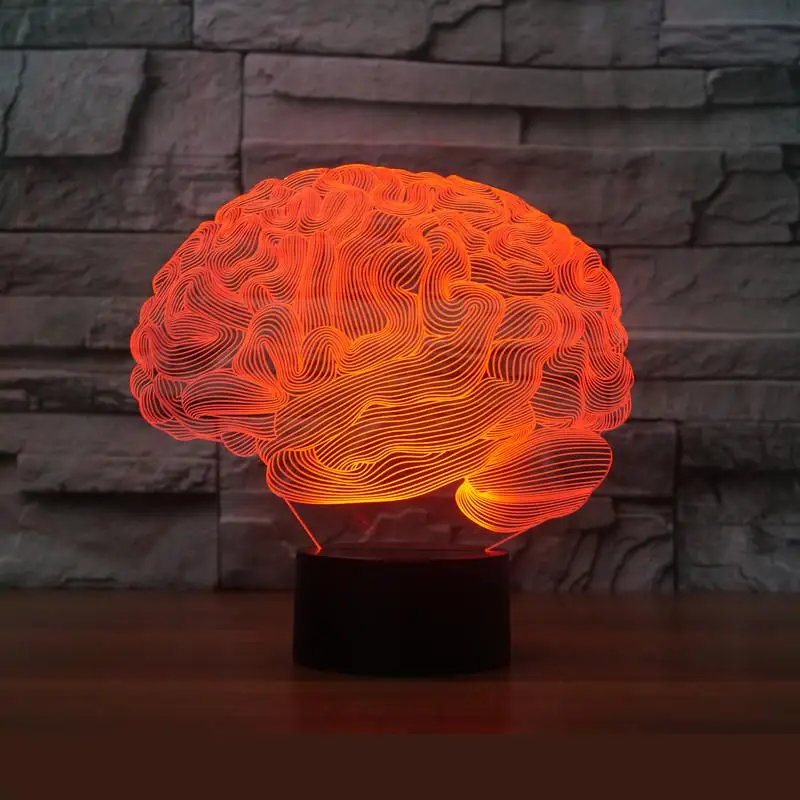 Новый 3d светильник Brain s 7 цветная лампа с дистанционным управлением акриловая