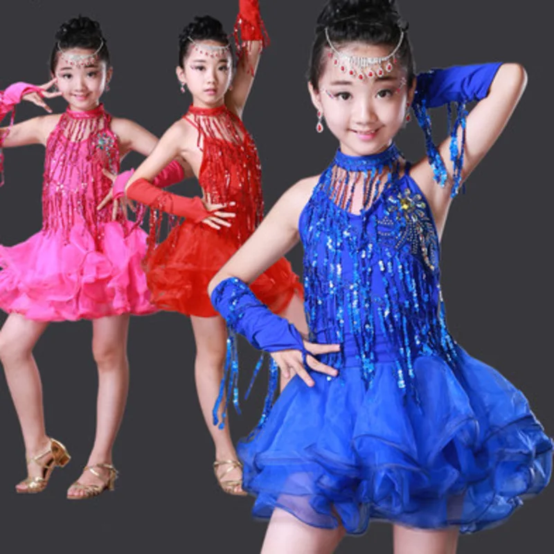 Latin Dress Kids Fringe Ballroom Tango Samba Salsa rumba Dance