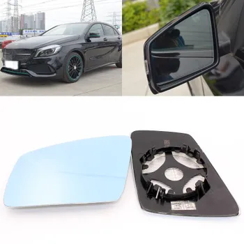 

For Benz A-Class A180 200 250 260 2007-2020 Car Side View Door 2Pcs Wide-angle Rearview Mirror Blue Glass With Base Heated