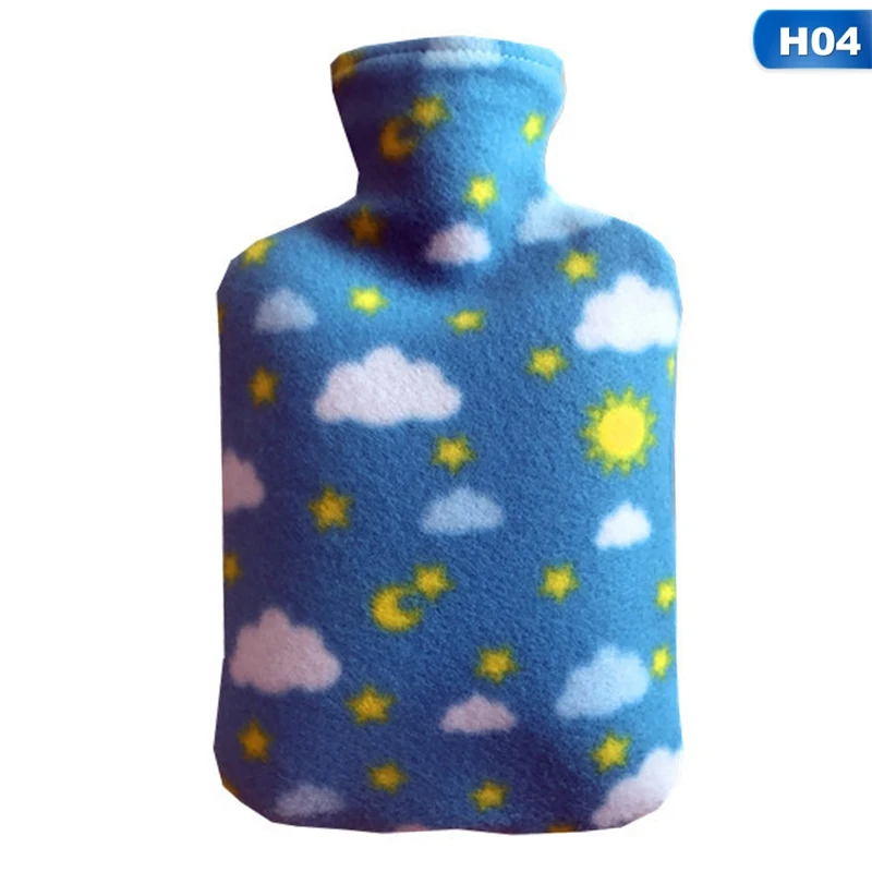 6-Цвет один большой стороны фланелевой тканью Обложка для 2000 мл Горячие Бутылки для воды взрывозащищенные резиновые для горячей воды бутылка съемный