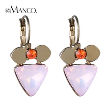 Geométrica de cristal pequeño cuelga los pendientes de la aleación de oro palanca pendiente exquisito pendientes boucle d’oreille pendante eManco
