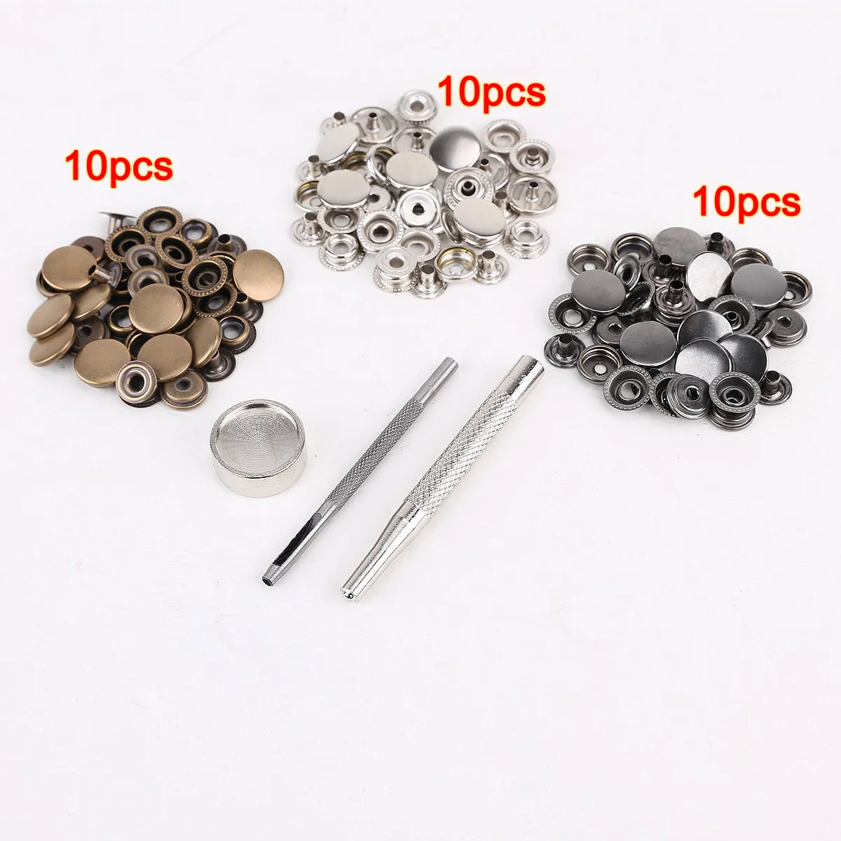 

UESH- 30pcs 15mm metal push button + tool set for leather goods leather