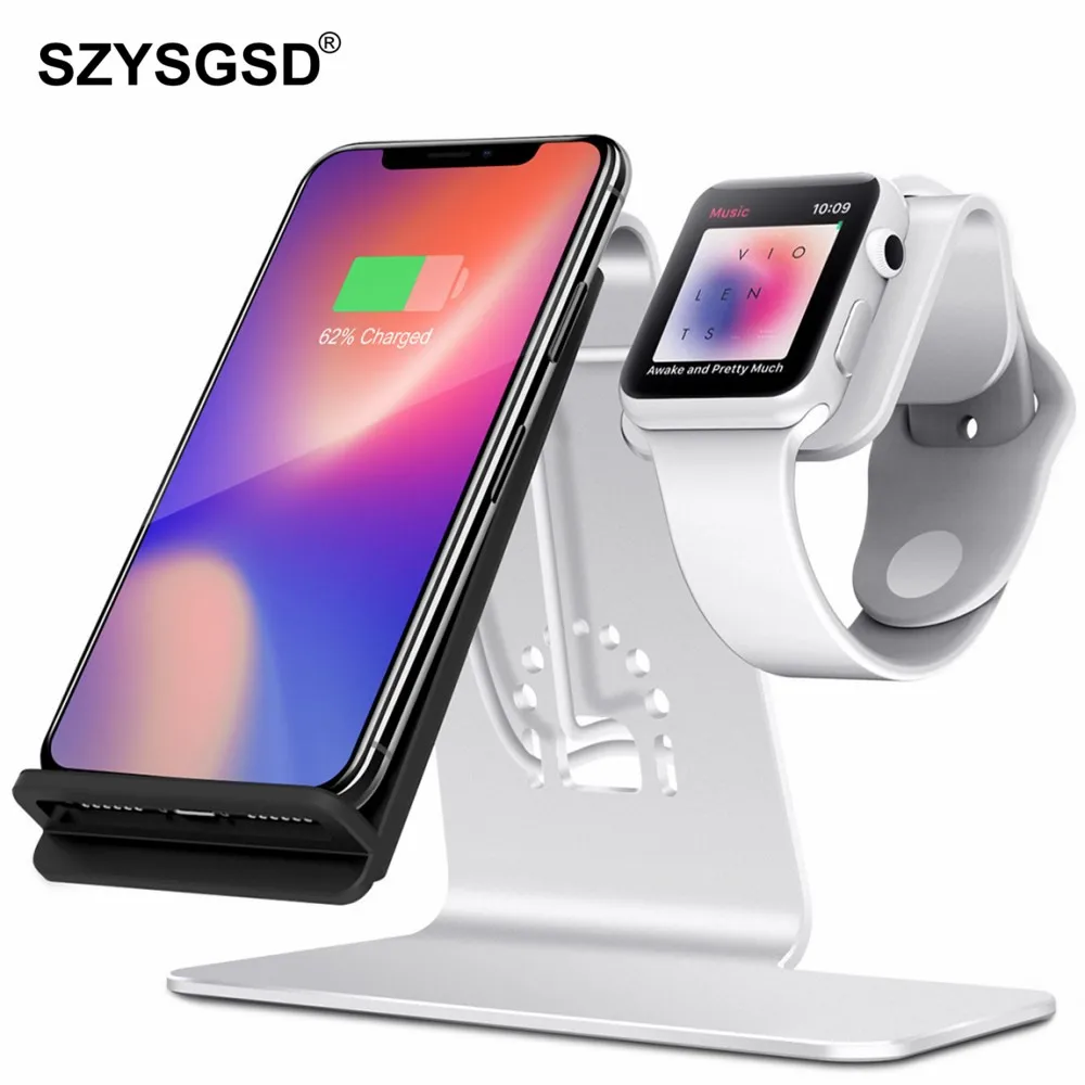 SZYSGSD 10 Вт Беспроводное зарядное устройство для iPhone и часов подставка быстрой