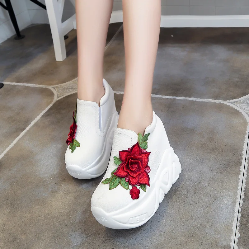 

Spring and Autumn 2018 new wild super high with 12 cm thick bottom slope casual shoes women tide increase height