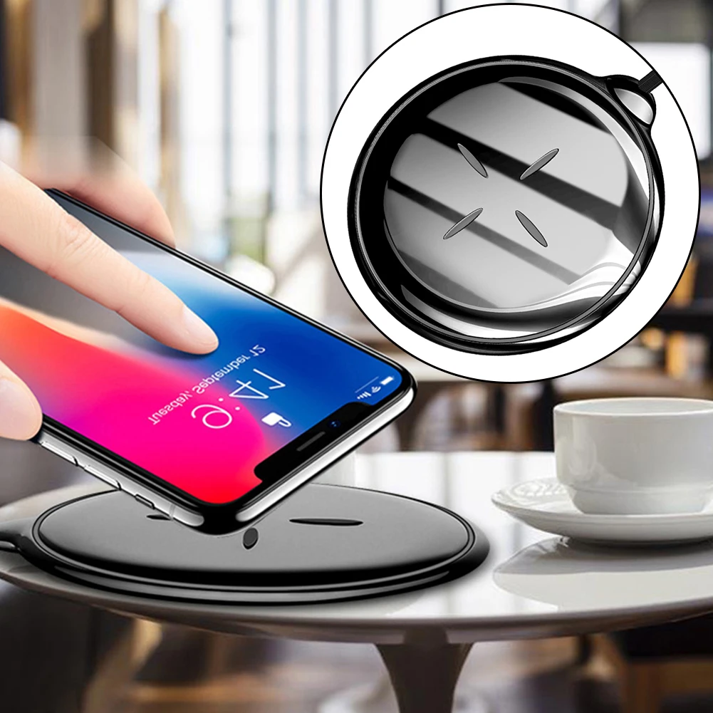

Qi Wireless Phone Charger for iPhone XS Max X 8 Plus Zinc Alloy Ultra Thin Desk Base Fast Charging Pad for Samsung S10 Plus