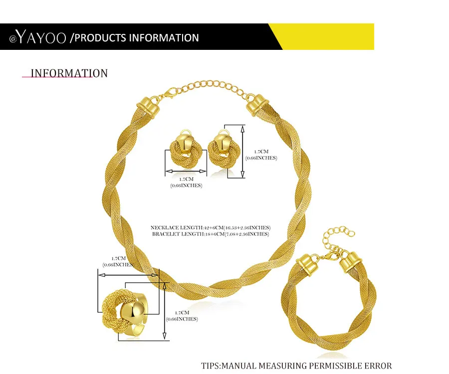 AYAYOO African Beads For Jewelry Sets Women Wedding Imitated Crystal Necklace Earrings Gold Color Pendant Dress Accessories (2)
