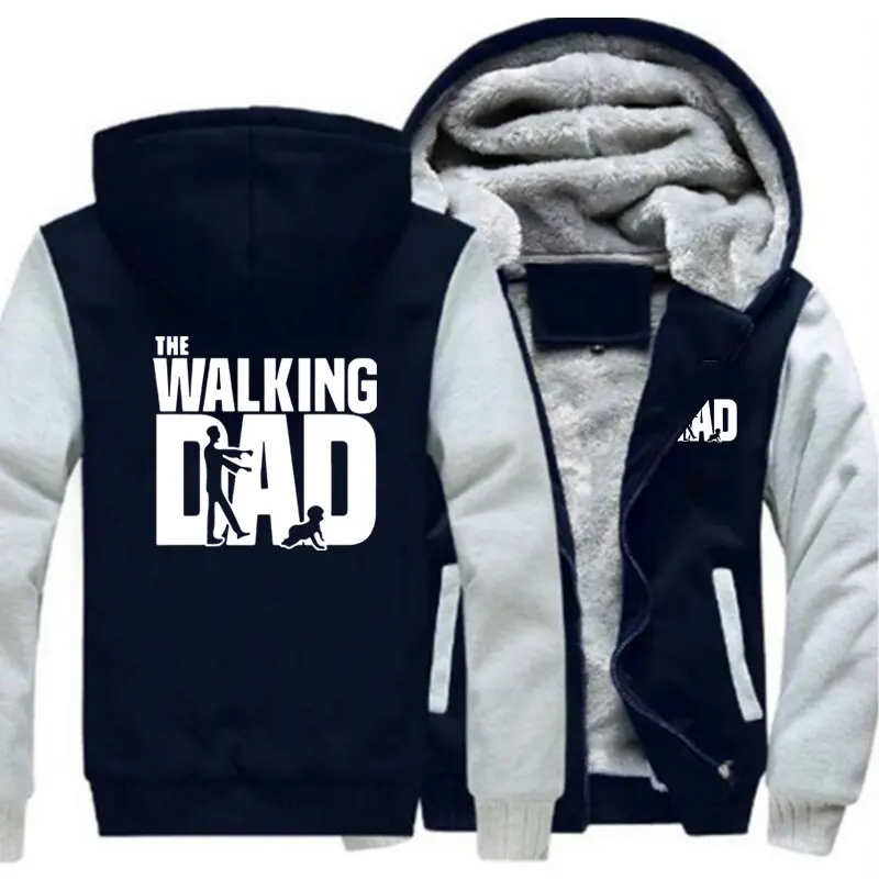 

The Walking Dad Zipper Hoodies Fashion Men Sweatshirt Cardigans Thicken Hooded Coat Jacket Winter Clothes
