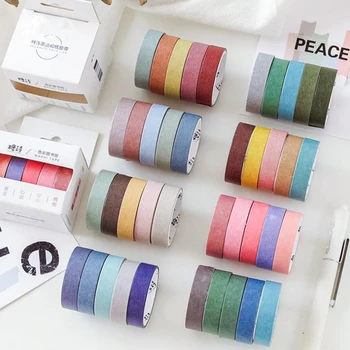 

5 Pcs/pack Kawaii Solid Color Washi Tape DIY Decoration Scrapbooking Planner Masking Tape Adhesive Tape Label Sticker Stationery