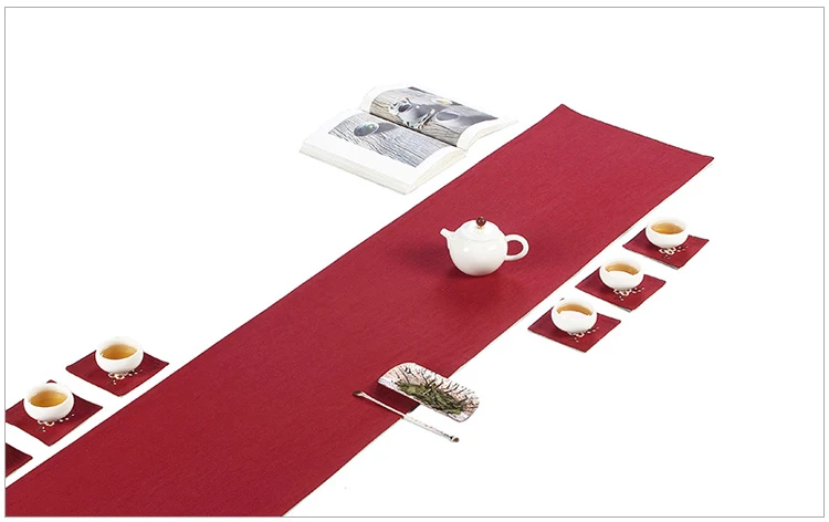 Простой японский Стиль лен хлопок Однотонные дорожка на стол Zen Чай церемонии коврик ретро дома Украшение стола кровать флаг Кофе Pad