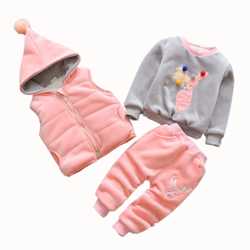 Г. Комплект одежды из 3 предметов для мальчиков и девочек, унисекс, милые повседневные куртки с капюшоном и героями мультфильмов штаны, зимний теплый детский свитер спортивный костюм