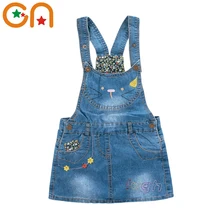 Летний Джинсовый сарафан для девочек 2-7 лет; милое модное Ковбойское платье на бретелях с вышитыми цветами и котенком для маленьких детей без рукавов; CN