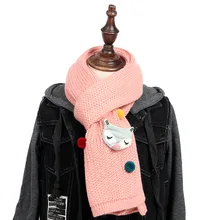 Осень-зима шарф для малышей; Детские лисьим мехом шарфы для девочек теплая шерсть; воротник с круглым вырезом для детей Для мальчиков и девочек с рисунком лисы трикотажная футболка с воротником и W045