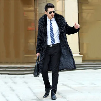 

Men Jacket Winter Faux Mink Fur Coat Casual Black Large Size Long Male Fur Outerwear Male Faux Fur Coats Jaqueta Masculina NO518