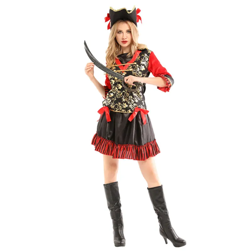 Umorden Карнавальный костюм для взрослых женщин на Хеллоуин; костюм пирата из стран бассейна; пиратские костюмы; нарядный костюм для косплея; комплект одежды для женщин - Цвет: W-0270