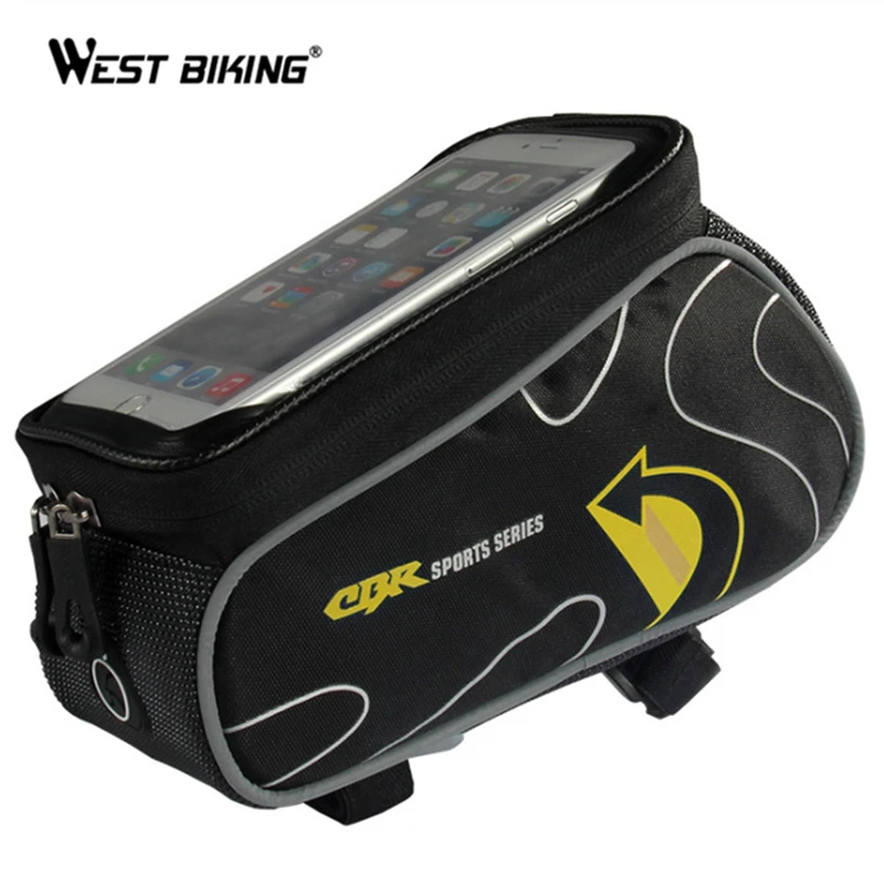 Best WEST BIKING Cycling MTB Bike Front Frame Top Tube Bag Bicycle Bags for 6 inch Phone Touch Screen Frame Front Tube Bicycle Bag 4