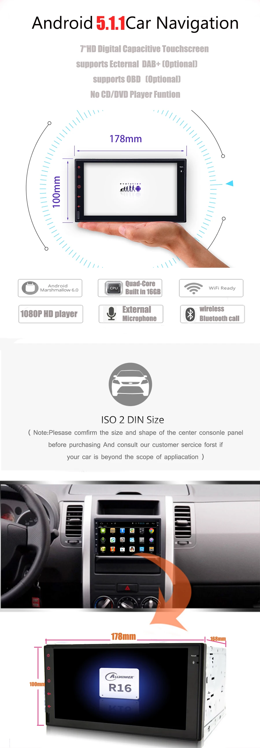 Cheap Quad Core 1024*600 Android 5.1CPU 2Din Car Stereo GPS No-DVD Player 7" Tablet Double DIN Radio BT 3G WiFi Radio16g ROM 7 Cheap Quad Core 1024*600 Android 5.1CPU 2Din Car Stereo GPS No-DVD Player 7" Tablet Double DIN Radio BT 3G WiFi Radio16g ROM 7