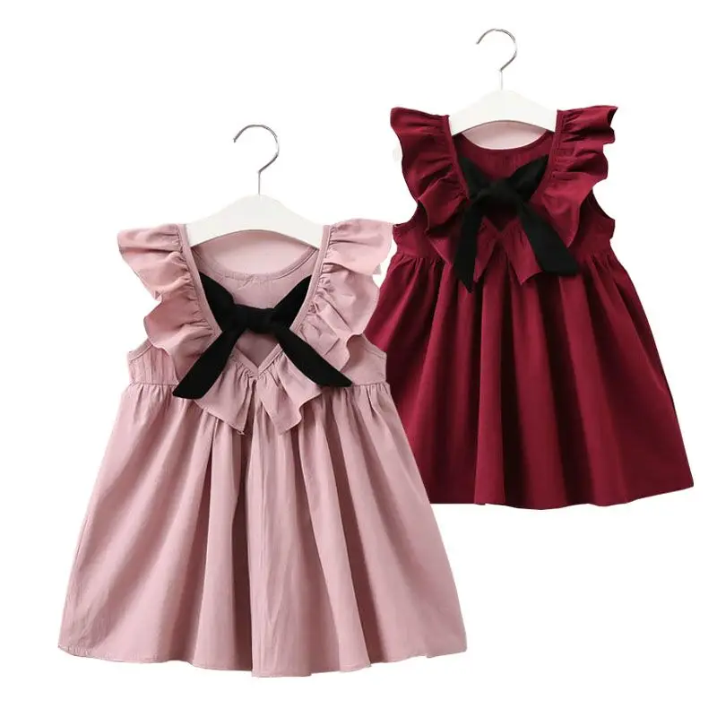 

2019 Ins Fashion A-Line Style Free Shipping Girl Princess Dress Bowknot Desgin Summer Children Clothing Cute Wedding Party Dress
