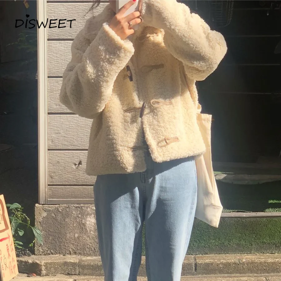 

Winter Korean Version Wool Solid Coat Woman Stylish Single Breasted Lapel Jacket Ladies Keep Warm Slim Long Sleeve Coat Women