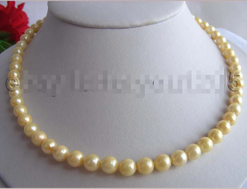 

A Natural 7mm Round Yellow Akoya Pearl Necklace 14KGP!