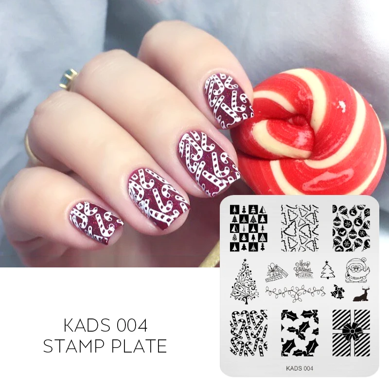 

KADS New Christmas Tree and Santa Claus Image Templates DIY Image Manicure Plate Nail Art Decorations Polish Stamp