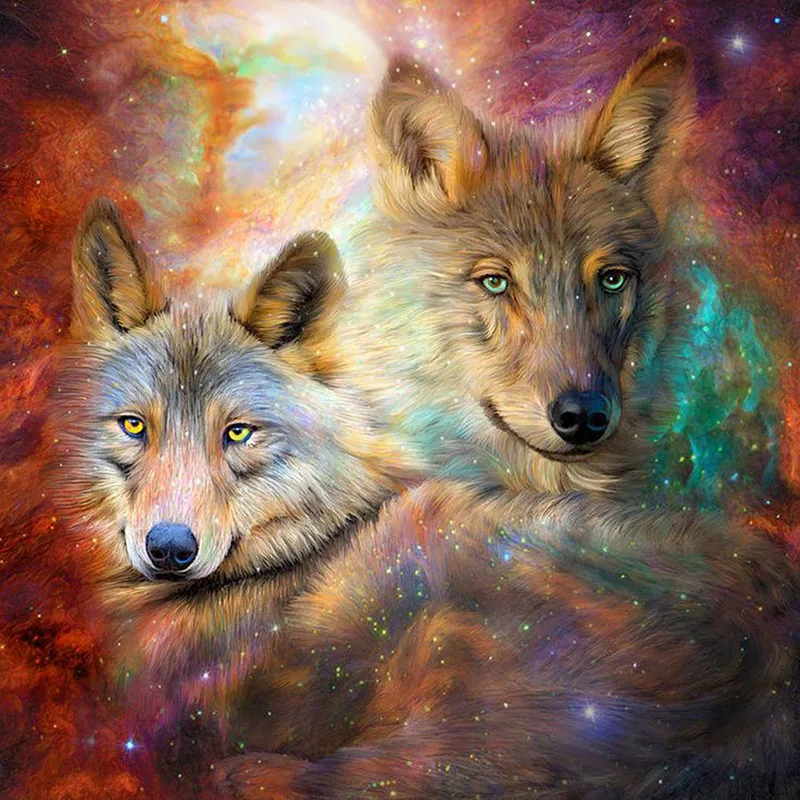 

5D DIY Diamond Painting Full Drill round Rhinestone Crystal pebble round square Cross Stitch Wolves home Embroidery
