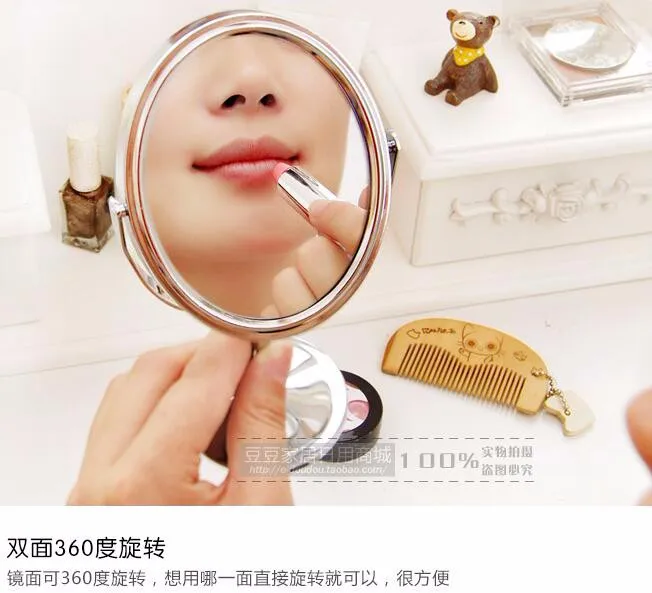 Rotating Desktop Beauty Oval Mirror Makeup Mirror Double Faced Round Glass Mirror 16 5