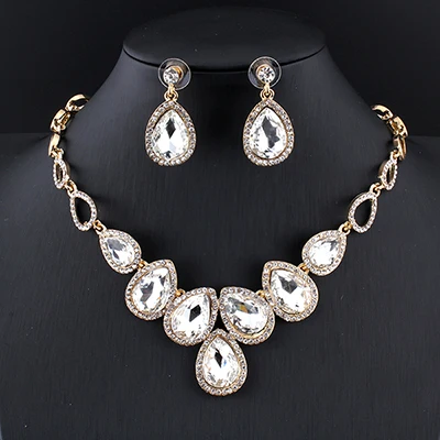 Jiayijiaduo популярный африканский ювелирный набор золотого цвета, ожерелье и Комплект сережек для женщин, Красный Кристалл, свадебный ювелирный набор - Окраска металла: 1