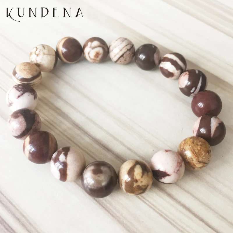 

Men Healing stone beaded wrist Bracelet Natural Stone Stretch 10mm Australian Zebra Stone bracelet Man Gift
