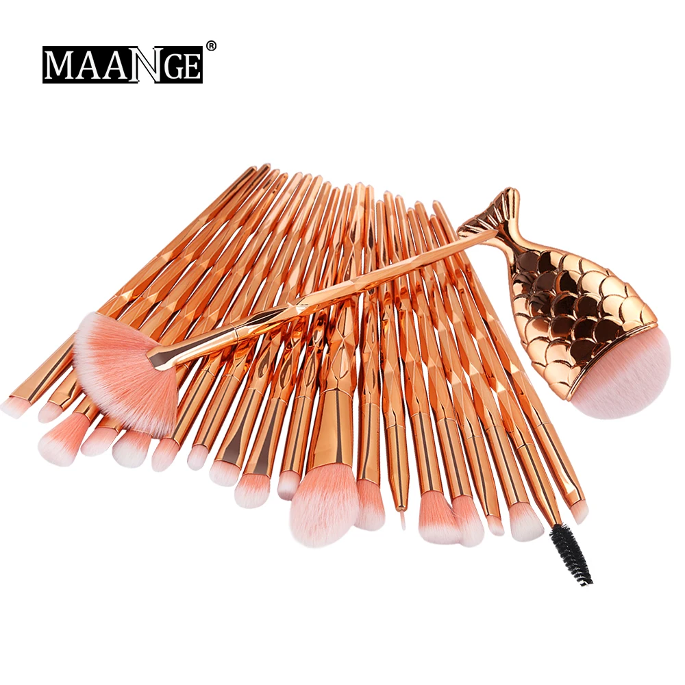 

ESSANCEYA 21 Pcs Fish Mermaid Concealer Makeup Brushes Kit Rainbow Handle Make up Cosmetics Eyeshadow Foundation Powder Brush