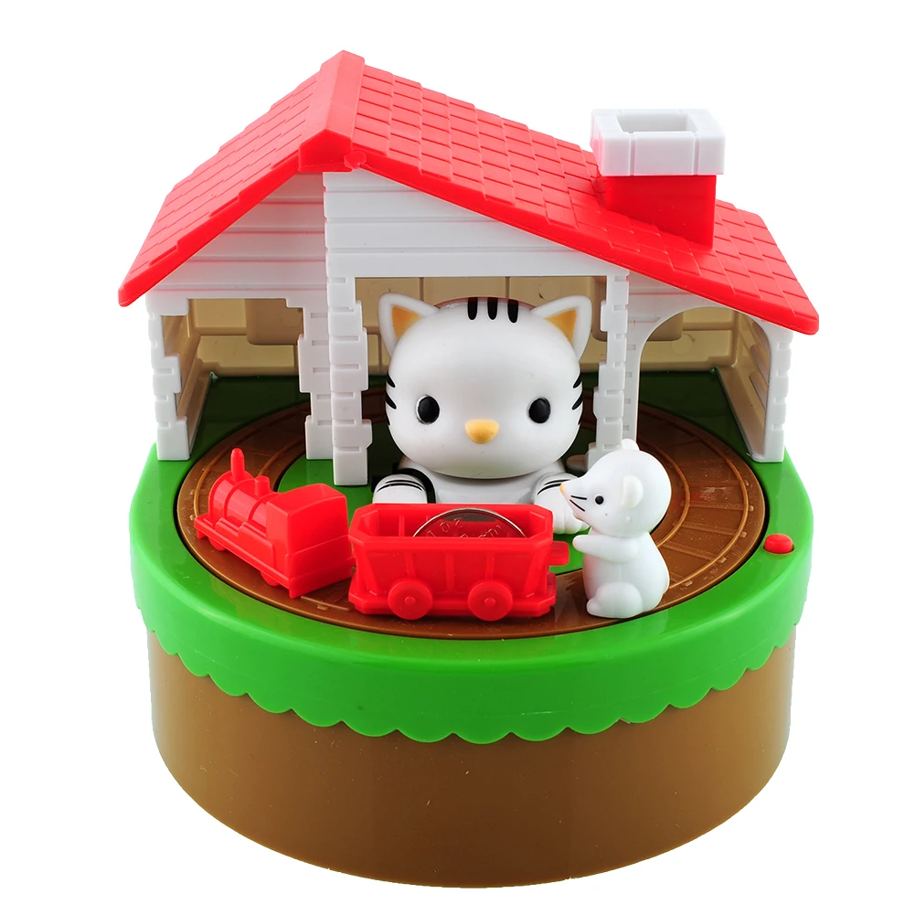 2017 itazura automated stealing coin cat mouse kitty penny piggy bank saving box money box storage kid present in money boxes from home garden on