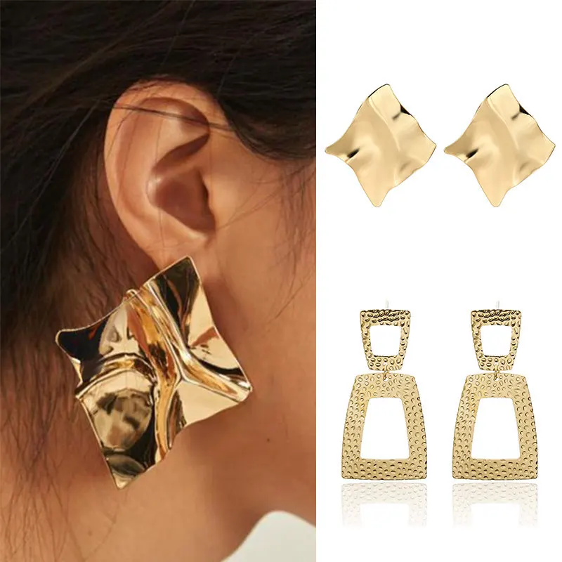 Fashion Statement Earrings Big Geometric Gold Earrings For Women Hanging Dangle Earrings modern Jewelry