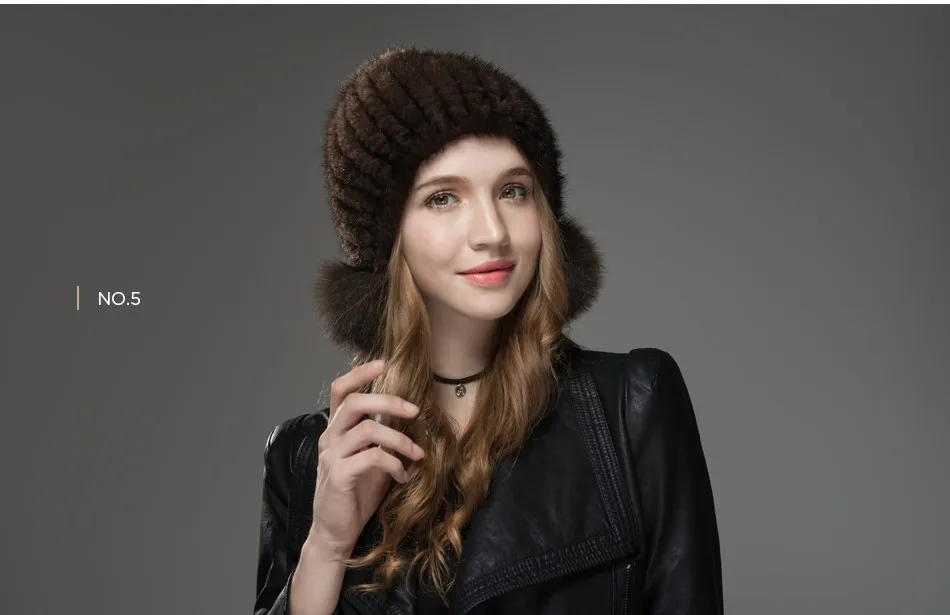 Женские шапки из натурального меха норки, 3 больших меховых помпона, теплые брендовые модные вязаные повседневные женские зимние шапки Skullies Beanies