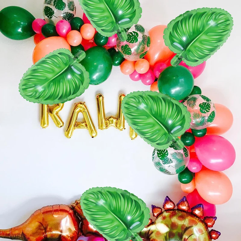 15 шт./партия Гавайские летние праздничные Декоративные искусственные тропические Пальмовые Листья зеленый латекс конфетти воздушные шары для лета Декор ко дню рождения