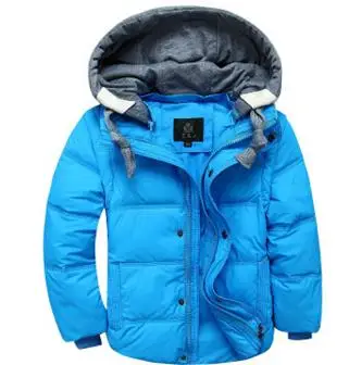 Г. Спортивная Детская одежда зимние куртки для мальчиков на белом утином пуху Зимний пуховик со съемным капюшоном для мальчиков, пальто для От 4 до 10 лет - Цвет: sky blue