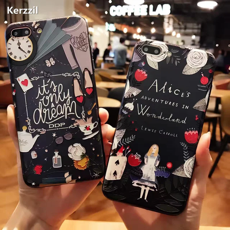 

Kerzzil Relief Cute Cartoon Hard Phone Case For iPhone X 6 6s 7 8 Clock Princess Cover Back For iPhone 6s 7 8 Plus