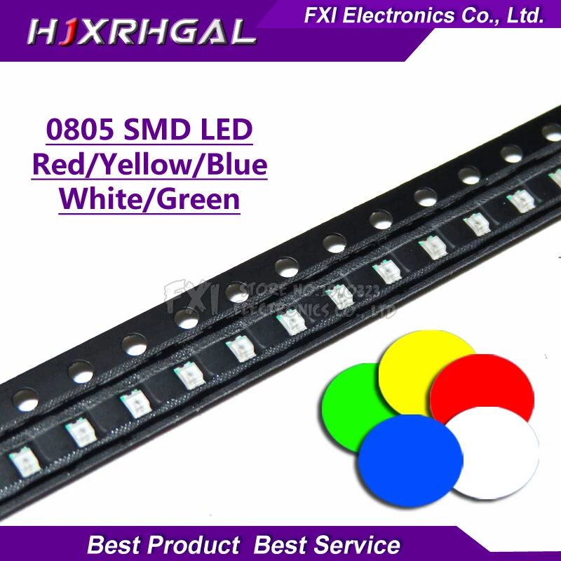 

100pcs 0805 SMD LED diodes light yellow red green blue White Hot sale