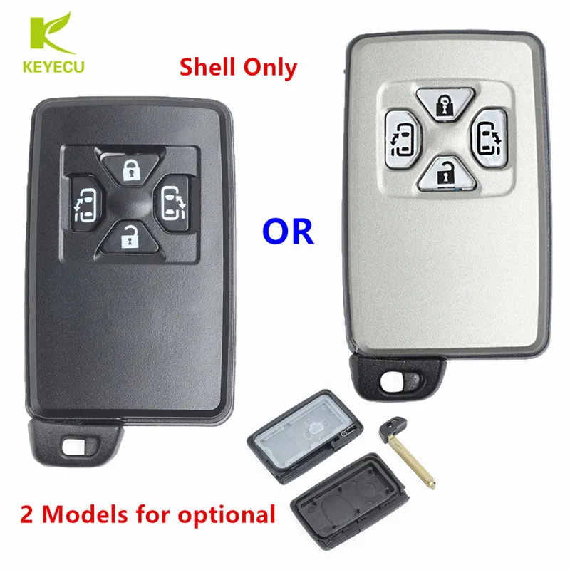 

KEYECU Replacement New Smart Card Remote Key Shell Case Fob 4 Button for Toyota (Shell Only) with Uncut Blade