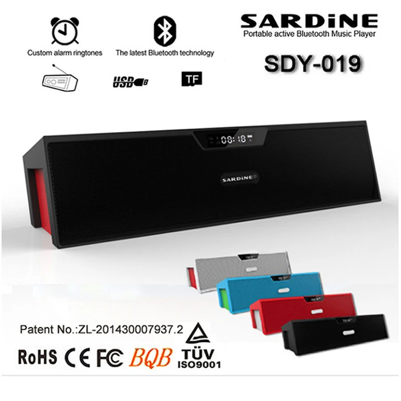 

Hot Sardine SDY-019 Altavoz Bluetooth Speaker Wireless HIFI Portable Speakers Surround Sound Music Box with Clock FM radio TF