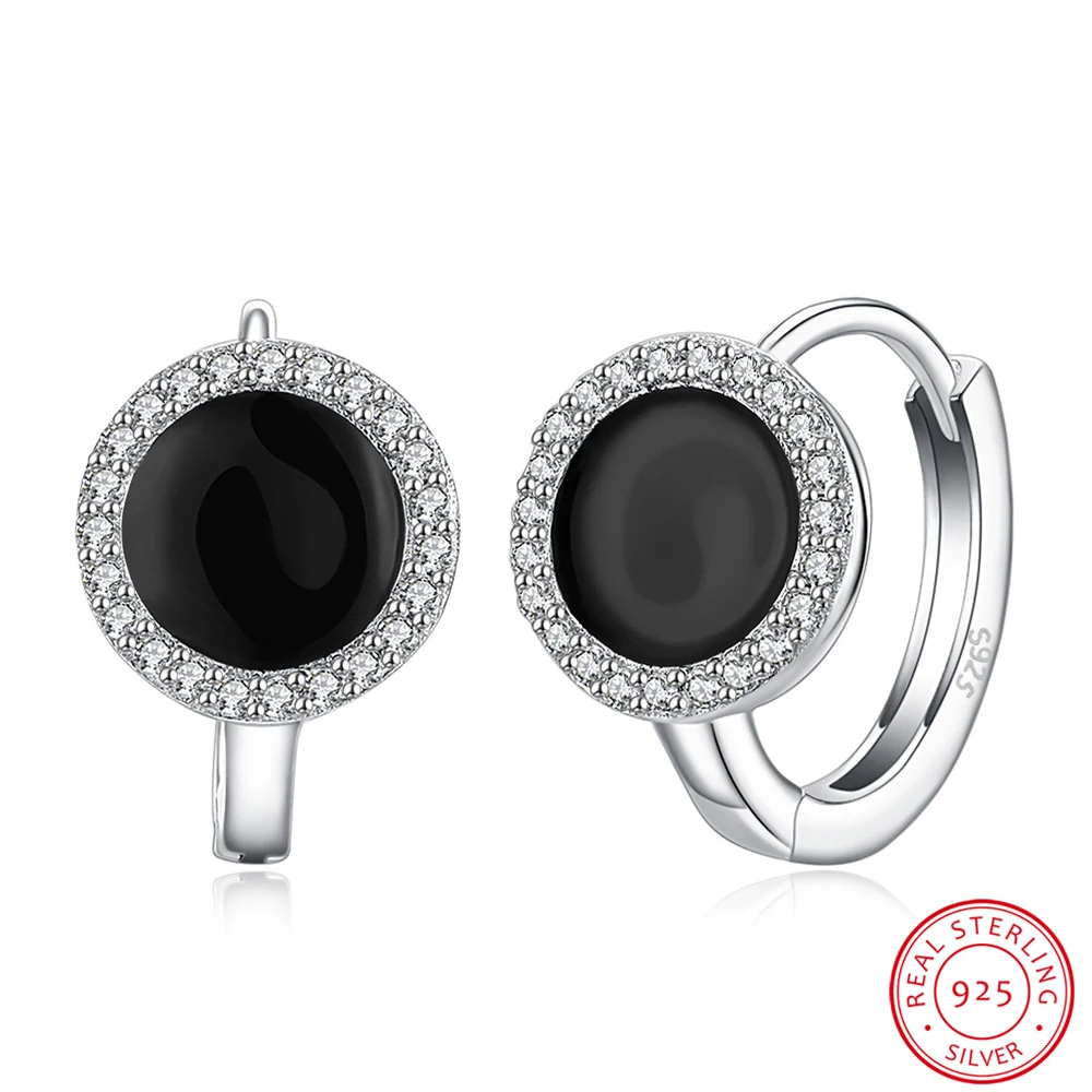 

Hot Zircon Lycra Black Zircon Women's Earrings 925 Sterling Silver New Fashion Ear Jewelry Europe and America trendy style
