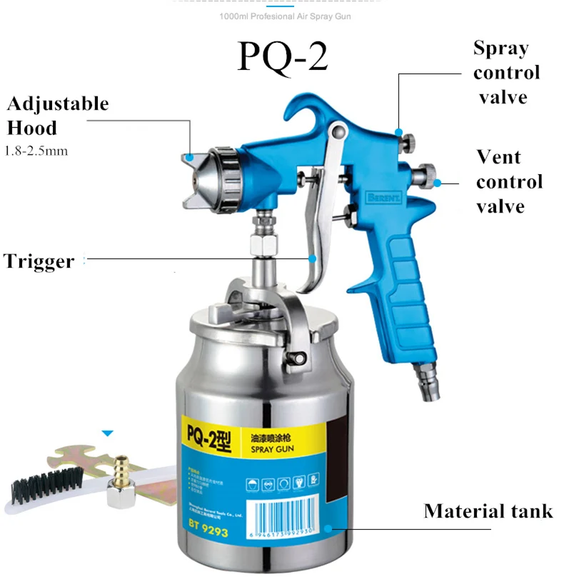 MAXMAN600/750/1000 мл профессиональный пневматический пистолет Аэрограф опрыскиватель сплав живописи распылитель с бункером для покраски автомобиля - Цвет: BT-PQ-2