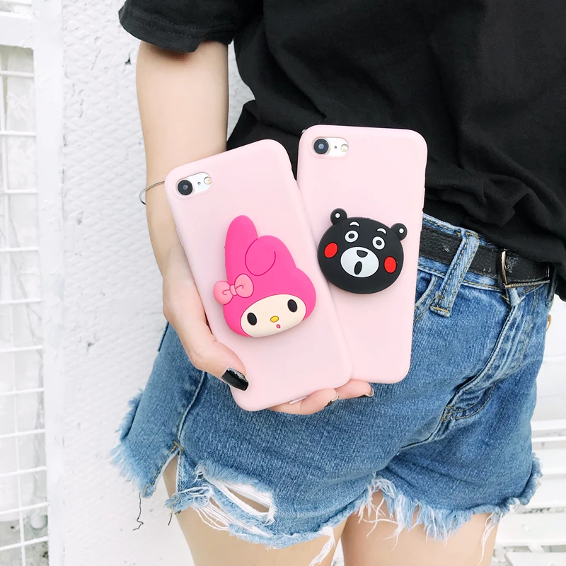 3D cute ELMO MyMelody Holder Ring case for iphone 5 S 6 7 8 plus X XR XS MAX cover for Samsung galaxy S7edge S8 S9 Note 8 9