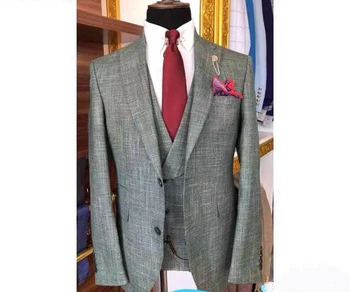 Ceny Szary Mężczyzna Slim Fit Garnitury Kolacji Biznesowych Smoking Mężczyźni Do Pielęgnacji Garnitur Klienta Wykonane 3 Sztuk Terno Masculino Kurtka Spodnie Kamizelka Garnitury