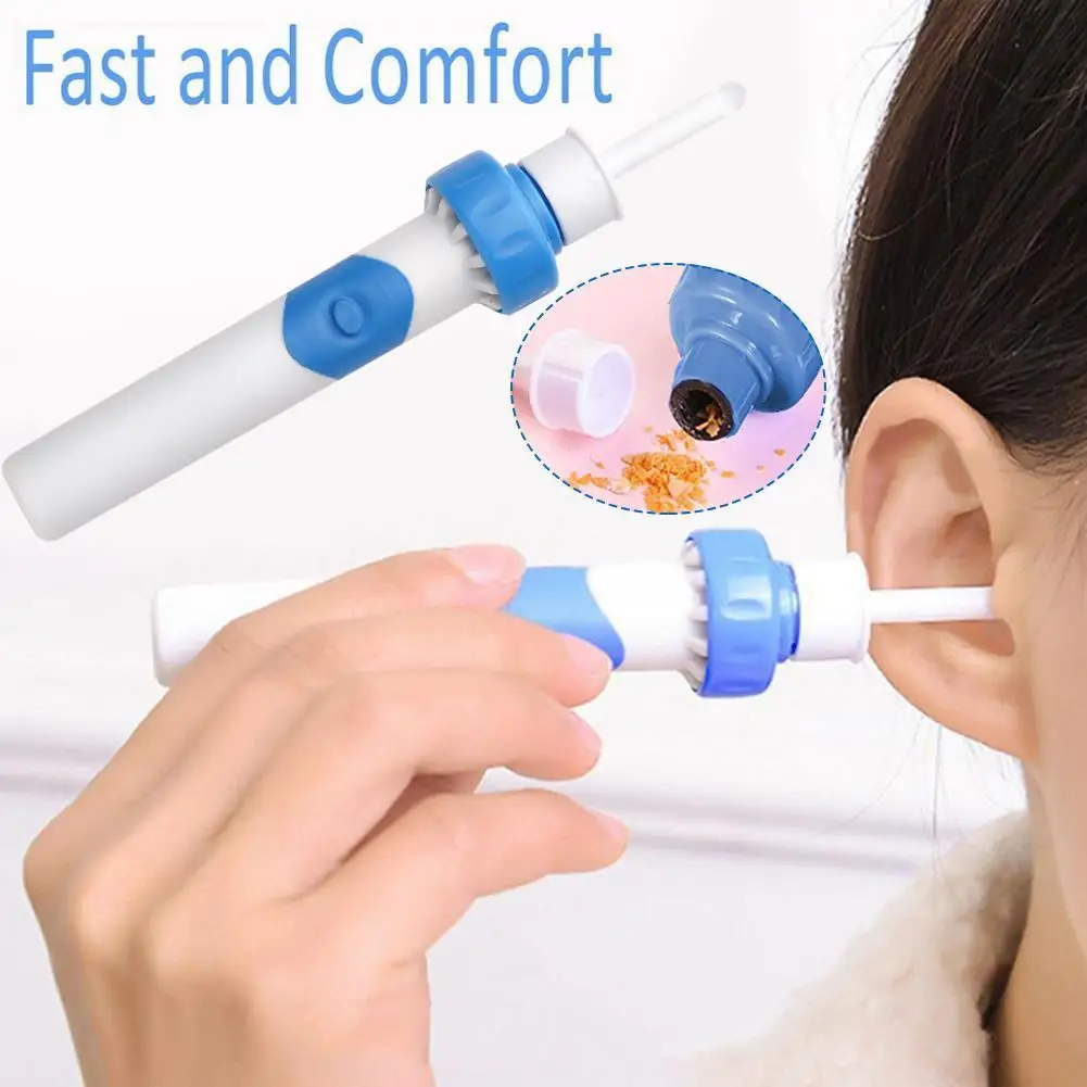 for Kids /& Family Ear Wax Remover Q Grips Ear Wax Cleaners Blue Electric Ear Cleaner Smart Ear Wax Removal Vacuum Tool with 2 Removable Soft Replaceable Tips