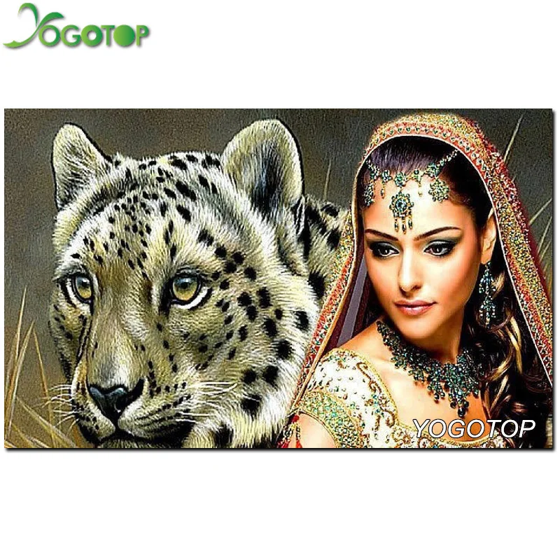 

New 100% Full Diamond embroidery Needlework Diy Diamond Painting Kit Diamond Cross Stitch Plants Embroidery Beauty tiger NW327