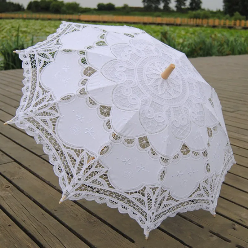 Элегантный белый Викторианский зонтик кружева Свадьба невесты зонтик