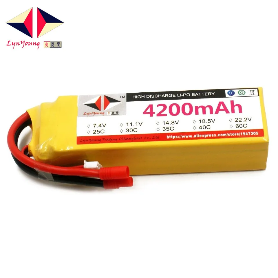 

LYNYOUNG lipo battery 4S 4200mAh 14.8V 40C for RC Car Bike Truck Drone Helicopter Quadcopter