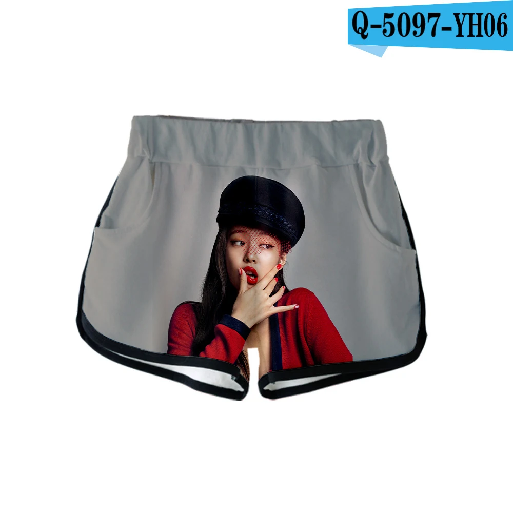 Blackpink женские короткие брюки K pop повседневные эластичные талии фитнес мода короткий карман Harajuku универсальные сплошной мягкий спортивный костюм с коротким топом - Цвет: 3D