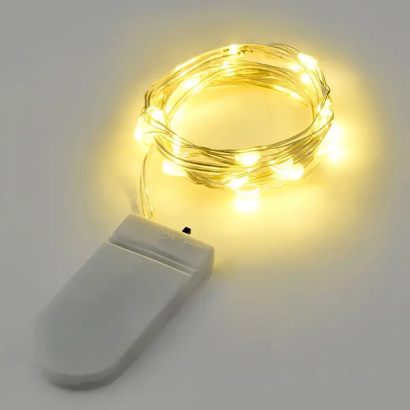 2 м 20 светодиодный гирлянда с серебряной проволокой светодиодный светильник гирлянды Рождественские Свадебные вечерние украшения для дома Питание от батареи CR2032