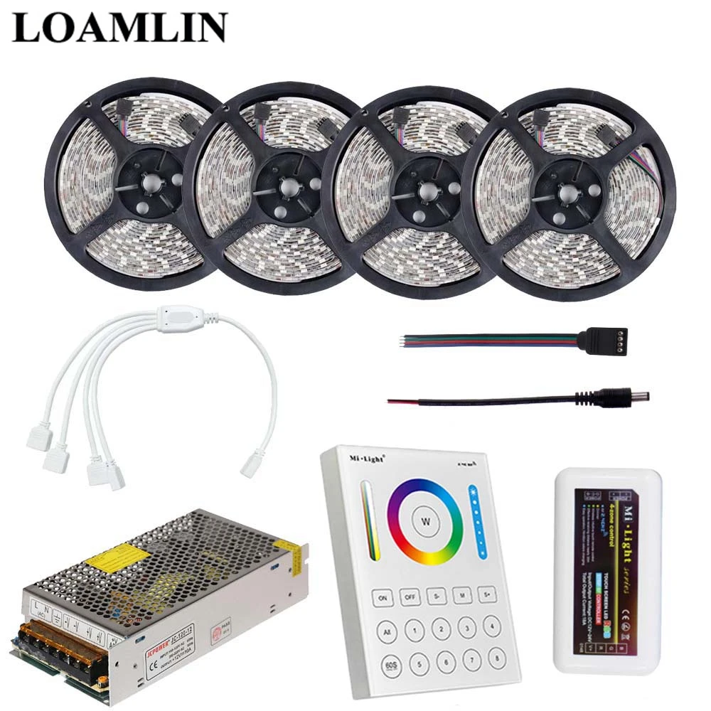 

RGB Led Flexible Strip Light 2835/3528SMD,Milight B8 8-Zone Touch Panel Led Controller DC12V Power Supply Kit 5M 10M 15M 20M