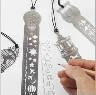 

1pcs Jiuyi Stationery Simple and cute Stainless steel hollow ruler Creative drawing bookmark ruler 10cm 4050